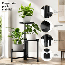 Carica l'immagine nel visualizzatore di Gallery, FARYODI - Supporto per fiori a 3 livelli in metallo, porta piante in metallo e scala per piante per interni ed esterni, 