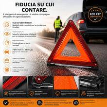 Carica l'immagine nel visualizzatore di Gallery, Triangolo d’Emergenza Auto 2027 Rosso ECE R27 – Segnaletica Riflettente per Incidenti e Guasti – Accessorio Obbligatorio
