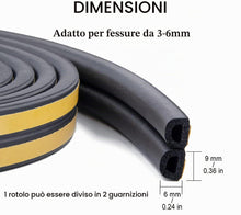 Carica l'immagine nel visualizzatore di Gallery, Nastro Sigillante Autoadesivo, 9 x 6mm/6M per porte Finestre e Finestre, Guarnizione in Gomma per Sigilli di Collisione,