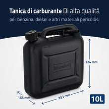 Carica l'immagine nel visualizzatore di Gallery, Hünersdorff Tanica per carburante 812800 STANDARD 10l per benzina, diesel e altre merci pericolose, omologata UN, made i