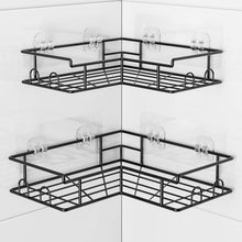 Carica l'immagine nel visualizzatore di Gallery, Diboniur Set 2 Mensole Doccia Angolari Senza Foratura, 8 Ganci, Nero