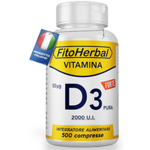 Carica l'immagine nel visualizzatore di Gallery, FitoHerbal Vitamina D 2000 UI ALTO DOSAGGIO 500 Compresse