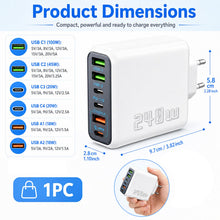 Carica l'immagine nel visualizzatore di Gallery, Caricatore USB C 240 W 6 porte, 3 USB-C + 3 USB-A, PD PPS QC