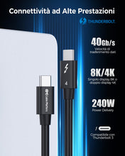 Carica l'immagine nel visualizzatore di Gallery, [Certificato Intel] Cable Matters Cavo Thunderbolt 4 40 Gbit/s, 0,8 m, Nero