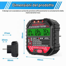 Carica l'immagine nel visualizzatore di Gallery, Tester di presa con test RCD e schermo LCD di tensione Fi, indicatore di tensione di dispersione e corrente, 6 tipi di d