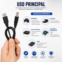 Carica l'immagine nel visualizzatore di Gallery, CABLEPELADO Cavo stampante USB 2.0 Tipo A a Tipo B | Compatibile con HP,Epson, Canon, Brother,Lexmark, Scanner, Disco Ri