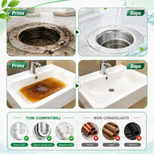 Carica l'immagine nel visualizzatore di Gallery, Polvere Disgorgante Professionale Forte, Stura Lavandini e Scarichi per Eliminare Odore di Fogna in Bagno, Rimuove Rapid