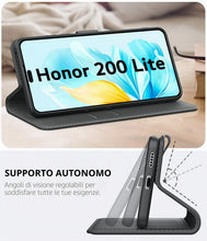Carica l'immagine nel visualizzatore di Gallery, Cover per Honor 200 Lite, Custodia a portafoglio in Pelle PU Premium [Magnetica a Scatto] [Funzione Stand] per Honor 200