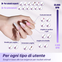 Carica l'immagine nel visualizzatore di Gallery, Fresa per Unghie Professionale Lima Elettrica per Unghie, Viola