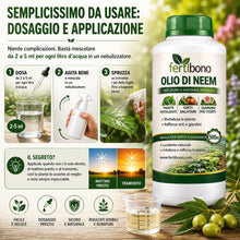 Carica l'immagine nel visualizzatore di Gallery, FERTIBONO Olio di Neem 100% Puro, 500 ml, Spremuto a Freddo | Multiuso per Piante, Orto e Giardino