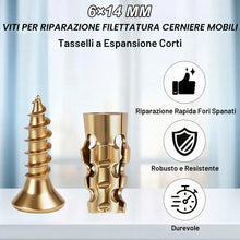 Carica l'immagine nel visualizzatore di Gallery, 100 Pz Vite Di Espansione Cerniera Riparazione Kit Armadio, Ancoraggio Ripristino Filetto Strippato Per Fissaggio Porta,