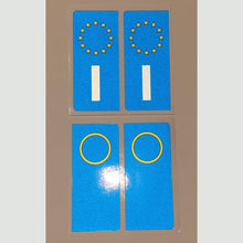 Carica l'immagine nel visualizzatore di Gallery, 2 Kit Adesivi Logo Europa per Restauro Targa Auto in PVC RIFRANGENTE Colori Fedeli - Materiale Alta qualità (45x98 mm)