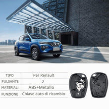 Carica l'immagine nel visualizzatore di Gallery, 2 Pieces Ricambio Chiave Guscio 2 Tasti Cover Guscio Chiave Telecomando con 1 Cacciavite e 4 Pulsanti per Renault Kangoo