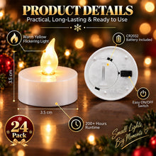 Carica l'immagine nel visualizzatore di Gallery, CNMTCCO 24 candeline da tè, candele a batteria senza fiamma LED, candeline da tè luminose e tremolanti, batteria extra l