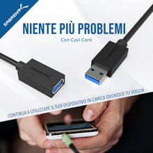 Carica l'immagine nel visualizzatore di Gallery, SABRENT Cavo Prolunga USB 3.2 Gen1 (1,8m) Maschio a Femmina, Cavo Estensione USB Trasferimento Dati e Ricarica per Hub &amp;