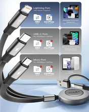 Carica l'immagine nel visualizzatore di Gallery, Minlu Retrattile Cavo di Ricarica 5 in 1, Cavo USB Ricarica Rapida 1,2m