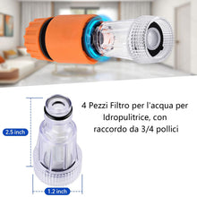 Carica l'immagine nel visualizzatore di Gallery, Voarge 4 Pezzi Filtro per l'acqua per Idropulitrice, con raccordo da 3/4 pollici, Filtro Ingresso Acqua Idropulitrice, F