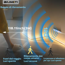 Carica l'immagine nel visualizzatore di Gallery, BRIMETI Striscia LED COB con Sensore di Movimento Dimmerabile 5M 320LEDs/M 5V Striscie a Batteria Bianco Naturale 4000K 
