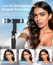 Carica l'immagine nel visualizzatore di Gallery, 110cm Bastone Selfie Treppiede con 2 Luci di Riempimento, Treppiede per Smartphone Portatile Estensibile con Telecomando