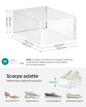 Carica l'immagine nel visualizzatore di Gallery, SONGMICS Scatole per Scarpe, Contenitori per Scarpe, Organizzatori Portascarpe Pieghevoli e Impilabili, Fino alla Taglia