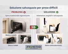 Carica l'immagine nel visualizzatore di Gallery, Adattatore Presa Schuko Angolare Salvaspazio 16A – Spina Italiana 3 Poli a Presa Schuko/Trivalente 10/16A – Riduzione Pr