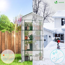 Carica l'immagine nel visualizzatore di Gallery, VOUNOT® Serra da Giardino a 4 Ripiani – Ideale per Balcone, Terrazzo ed Esterni, Serre per Piante con Telaio in Acciaio 