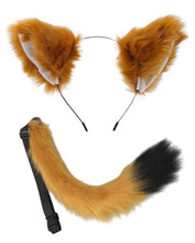 Carica l'immagine nel visualizzatore di Gallery, LEEQ 2 Pezzi Finto peloso volpe gatto orecchie Cosplay Set - Costume volpe Orecchie volpe Coda per Dress Up Carino Costu