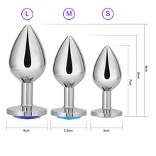 Carica l'immagine nel visualizzatore di Gallery, 3x Plug Anale Metallo | Butt Plug Cristallo Blu | Puro Piacere in 3 Taglie per Donna, Coppia, Uomo | Giocattoli Anali Ar