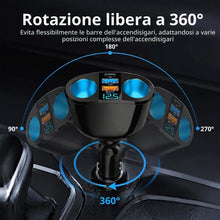 Carica l'immagine nel visualizzatore di Gallery, Doppio Accendisigari, 12 V-24 V/120 W, QC3.0/PD/2.4A