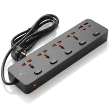 Carica l'immagine nel visualizzatore di Gallery, Multipresa Universale 8 in 1 da Viaggio con 4 Prese Internazionali, 2 USB-A e 2 USB-C, 5 Interruttori Indipendenti, Cavo