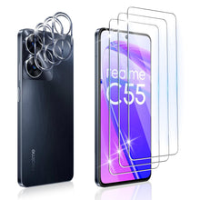 Carica l'immagine nel visualizzatore di Gallery, Dabuu Vetro Temperato per Realme C55, 3 Pezzi Pellicola Protettiva + 3 Pezzi Protezione Fotocamera Pellicola HD Durezza 