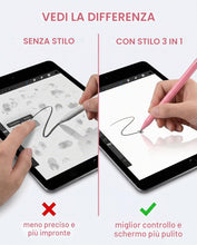 Carica l'immagine nel visualizzatore di Gallery, Penna Touch Screen 3 in 1 Universale 1pz Rosa, Penna per Tablet iPad/Samsung/Android/iOS, Alta Precisione con Punta Sost