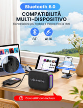 Carica l'immagine nel visualizzatore di Gallery, UOHHBOE Cassa Bluetooth 6.0 Portatile 20W con TWS Stereo, IPX5 e 24H