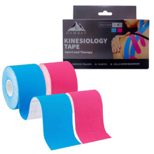 Carica l'immagine nel visualizzatore di Gallery, Tape Sportivo, Nastro Kinesiologico 5x5 CM, Blu e Rosa, Impermeabile ed Elastico, Ideale per Gambe, Braccia, Collo, Gino