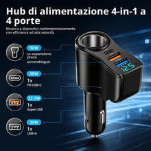 Carica l'immagine nel visualizzatore di Gallery, Sdoppiatore Accendisigari Auto 12 V/24 V, Caricatore Auto USB C
