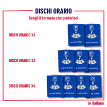Carica l'immagine nel visualizzatore di Gallery, Disco Orario per Auto x2 - Parchimetro per Sosta Parcheggio Automobile e Moto - Disco Orario con Busta Protettiva, Adesi