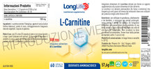 Carica l'immagine nel visualizzatore di Gallery, LongLife® L-Carnitine | Integratore di L-carnitina da 500mg | Derivato aminoacidico | Integratore alimentare | Fino a 2 