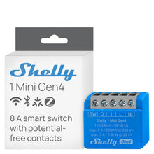 Carica l'immagine nel visualizzatore di Gallery, Shelly 1 Mini Gen4, Interruttore Relè Intelligente Wi-Fi, 1 Canale, 8A, Contatti Puliti, Domotica, Controllo Porta Garag