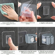 Carica l'immagine nel visualizzatore di Gallery, 4 Pezzi Portascope e Portaspazzole Muro Portascopa da Parete Autoadesivo Porta Scope Parete Plastica Supporto per Scopa 