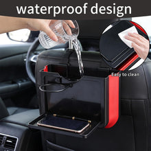 Carica l'immagine nel visualizzatore di Gallery, Cestino Auto, Pattumiera Auto Pieghevole con Portabicchiere e Tavolino Ripiegabile, Portaoggetti Autos Impermeabile per 