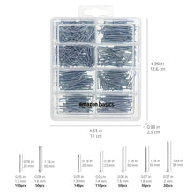 Carica l'immagine nel visualizzatore di Gallery, Amazon Basics kit di 550 chiodi assortiti - comprende chiodi per finitura, da carpentiere, chiodi comuni, senza testa e 