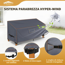 Carica l'immagine nel visualizzatore di Gallery, Copertura per Panca da Giardino 2 Posti, Impermeabile, 133x70x63/86, Grigio