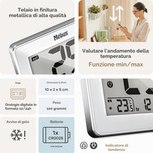 Carica l'immagine nel visualizzatore di Gallery, MEBUS 01074 Termometro digitale per interni ed esterni, Funzione minimo/massimo, Bianco