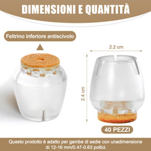 Carica l'immagine nel visualizzatore di Gallery, 40 Pezzi Tappi Per Sedie In Silicone,Gommini Sedie Rotondi,Coprigambe Sedie,Tappi Sedie Rotondi Silicone,Adatti Per Gamb