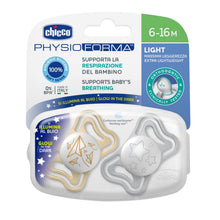 Carica l'immagine nel visualizzatore di Gallery, Chicco PhysioForma Light Lumi, Succhietto Luminescente al Buio, Ciuccio 6-16 Mesi, Tettarella in Silicone, Favorisce il 