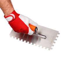 Carica l'immagine nel visualizzatore di Gallery, Mivos Cazzuola professionale 10 x 10, in acciaio inox, 10 mm, con impugnatura morbida, dentatura 10 mm, senza ruggine, 2