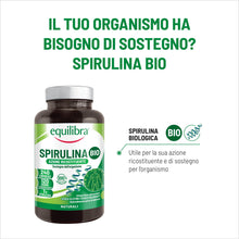 Carica l'immagine nel visualizzatore di Gallery, Equilibra Integratori Alimentari, Spirulina Bio, Integratore in Compresse con Spirulina da agricoltura biologica, Azione