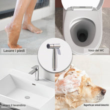 Carica l'immagine nel visualizzatore di Gallery, Doccia Bidet Portatile, Bifunzionale Set Doccia Bidet WC In Acciaio Inossidabile, Design a doppio interruttore,Spruzzato