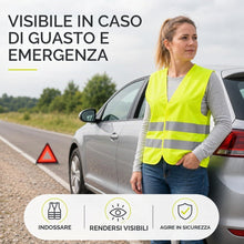 Carica l'immagine nel visualizzatore di Gallery, 2X Gilet di Sicurezza Auto 2027 Giallo ISO20471 – Gilet Riflettenti Alta visibilità Neon per Veicoli, Auto e Camion – Ac