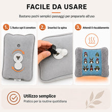 Carica l'immagine nel visualizzatore di Gallery, Borsa Acqua Calda Elettrica con Fodera in Peluche, Scaldino Elettrico
